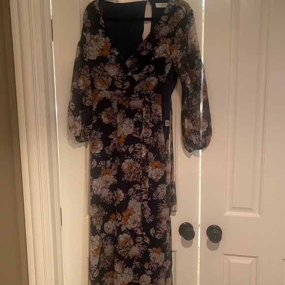 Floral jumpsuit with sheer long sleeves and side tie. Never been worn. - Picture 4 of 6